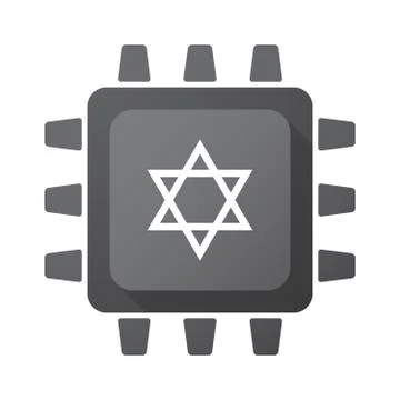 Isolated CPU chip icon with a David star Stock Illustration