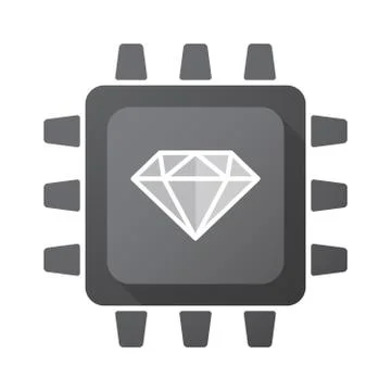 Isolated CPU chip icon with a diamond イラスト素材