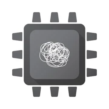 Isolated CPU chip icon with a doodle 스톡 일러스트