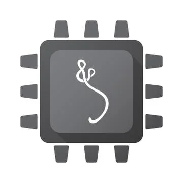 Isolated CPU chip icon with  an ebola sign Illustrazione stock