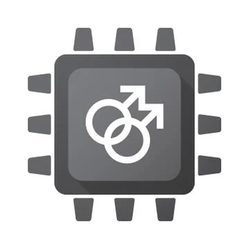 Isolated CPU chip icon with a gay sign Stock Illustration