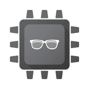 Isolated CPU chip icon with a glasses Illustrazione stock