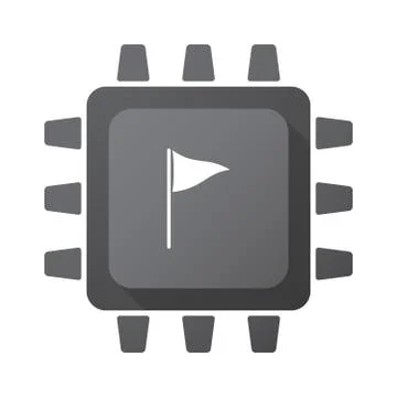 Isolated CPU chip icon with a golf flag Illustrazione stock