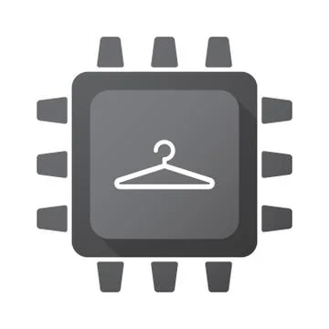 Isolated CPU chip icon with a hanger Stock Illustration