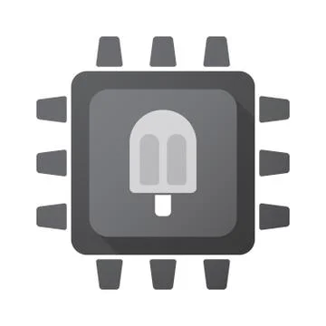 Isolated CPU chip icon with an ice cream Illustrazione stock
