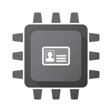 Isolated CPU chip icon with an id card 스톡 일러스트