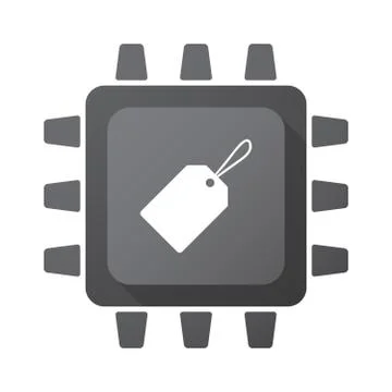 Isolated CPU chip icon with a label Stockillustratie