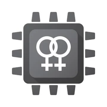 Isolated CPU chip icon with a lesbian sign 스톡 일러스트