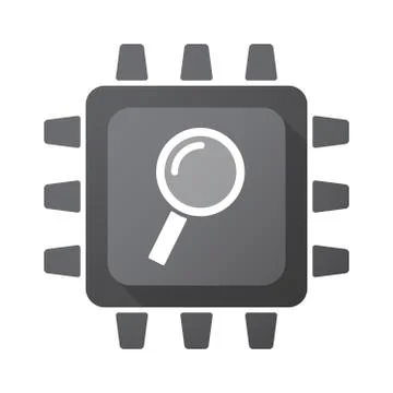Isolated CPU chip icon with a magnifier イラスト素材