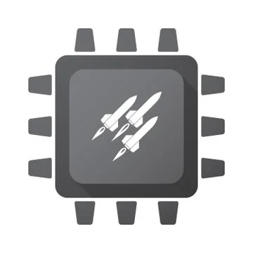 Isolated CPU chip icon with missiles Stock Illustration