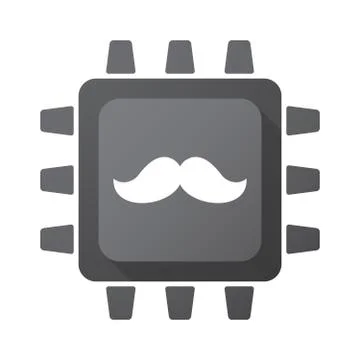 Isolated CPU chip icon with a moustache Stock Illustration