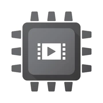 Isolated CPU chip icon with a multimedia sign Illustrazione stock