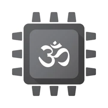 Isolated CPU chip icon with an om sign Stock Illustration