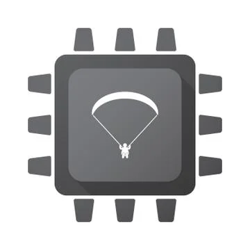 Isolated CPU chip icon with a paraglider Stockillustratie