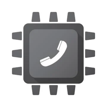 Isolated CPU chip icon with a phone Stock Illustration