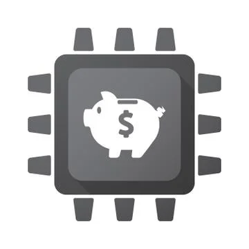 Isolated CPU chip icon with a piggy bank イラスト素材
