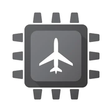 Isolated CPU chip icon with a plane イラスト素材