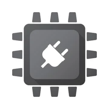 Isolated CPU chip icon with a plug Stock Illustration
