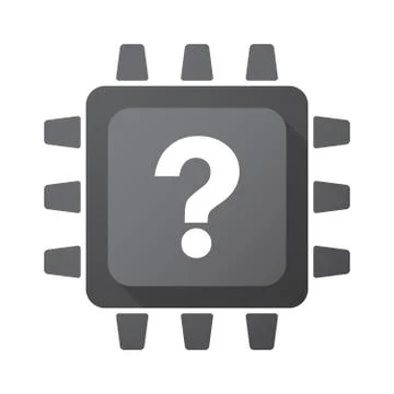 Isolated CPU chip icon with a question sign Stock Illustration