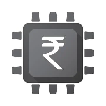 Isolated CPU chip icon with a rupee sign Illustrazione stock