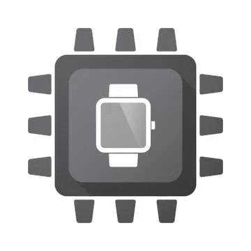 Isolated CPU chip icon with a smart watch Stock Illustration