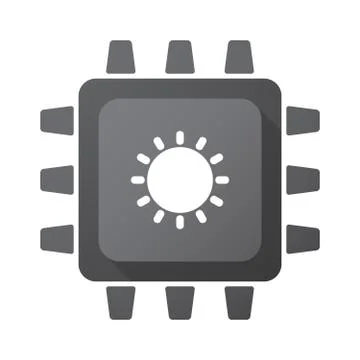 Isolated CPU chip icon with a sun Stock Illustration