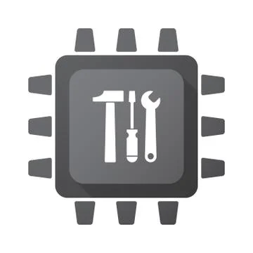 Isolated CPU chip icon with a tool set Stock Illustration