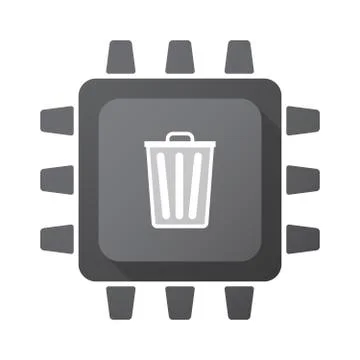 Isolated CPU chip icon with a trash can Stock-Illustration