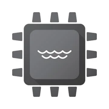 Isolated CPU chip icon with a water sign Illustrazione stock