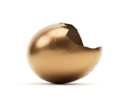 Isolated Cracked Gold Egg Shell 写真素材