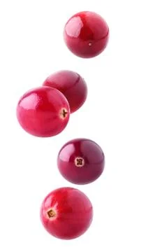 Isolated cranberries falling Foto stock