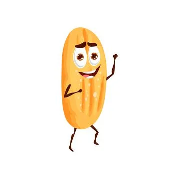 Isolated crispy bread cute vector character Stock Illustration