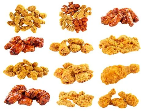 Isolated crispy fried chicken set Stock Photos