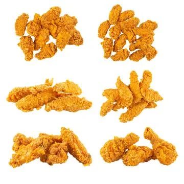 Isolated crispy fried chicken set Stock Photos