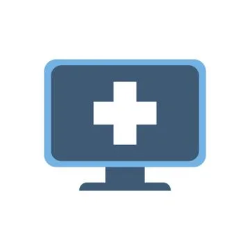 Isolated cross inside computer flat style icon vector design Illustrazione stock