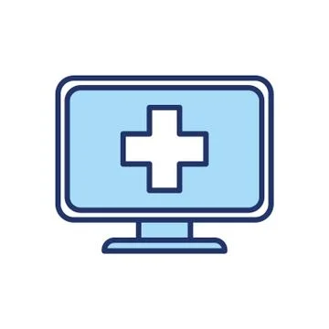 Isolated cross inside computer line and fill style icon vector design 스톡 일러스트