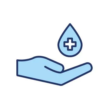 Isolated cross inside drop over hand line and fill style icon vector design Ilustração Stock
