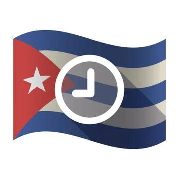 Isolated Cuba flag with a clock Stock Illustration