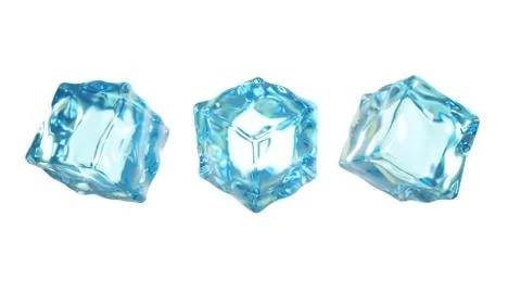 Isolated cube of ice on a white background. 3d illustration, 3d rendering. Stockillustratie