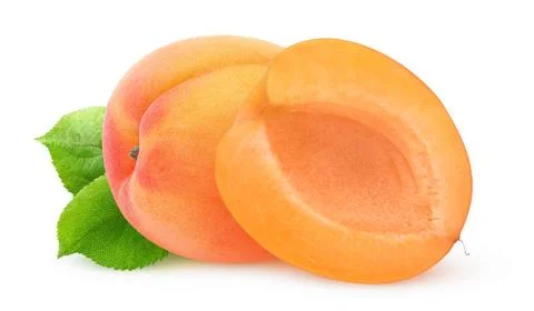 Isolated cut apricots Foto stock