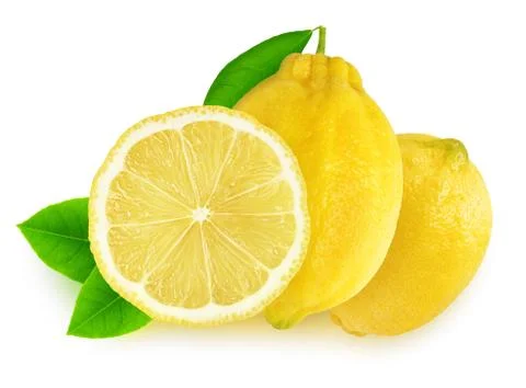 Isolated cut lemon fruits Stock Photos