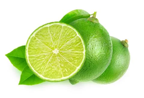Isolated cut limes Foto stock