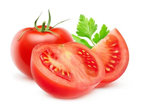 Isolated cut tomatoes Stock Photos