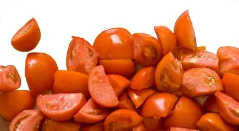 Isolated cut tomatos Stock Photos