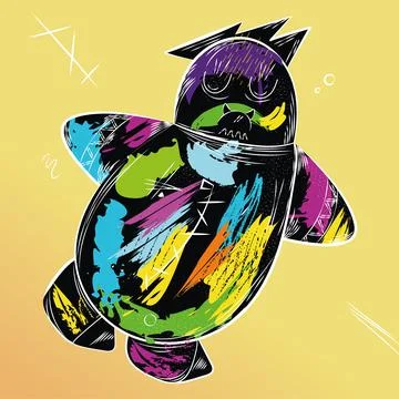Isolated cute abstract retro bear concept grafitti monster Vector Stock Illustration