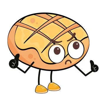 Isolated cute angry bread cartoon character Vector Stock Illustration
