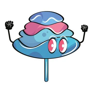 Isolated cute cotton candy cartoon character Vector Stock Illustration