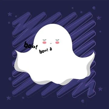 Isolated cute halloween ghost character Vector Stock Illustration