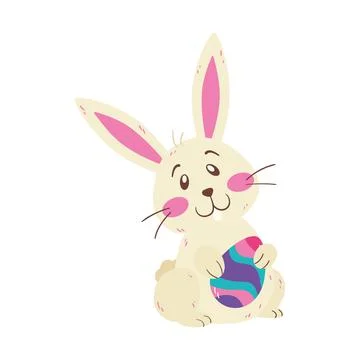 Isolated cute rabbit and an easter egg Vector Illustrazione stock
