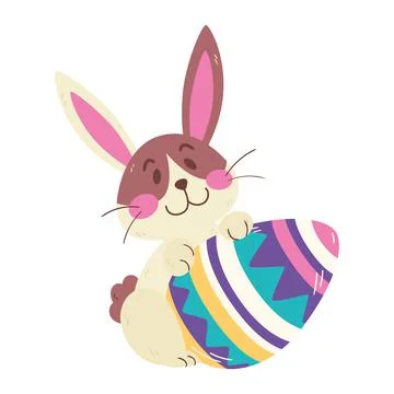 Isolated cute rabbit and an easter egg Vector Stockillustratie